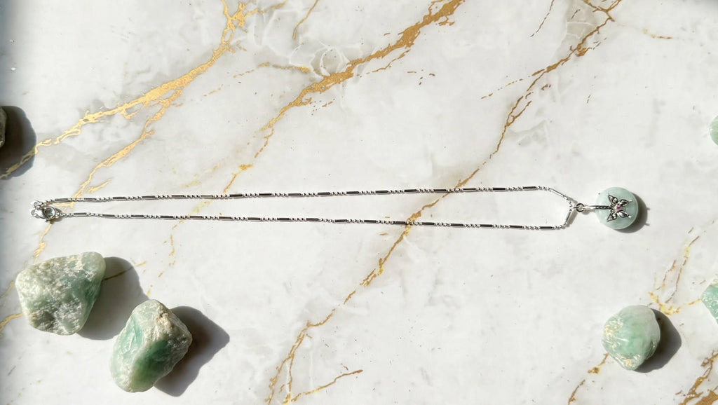 Ethereal Butterfly Burmese Jadeite Donut Pendant Necklace