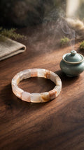 Natural Sakura Agate Soft Bangle Bracelet