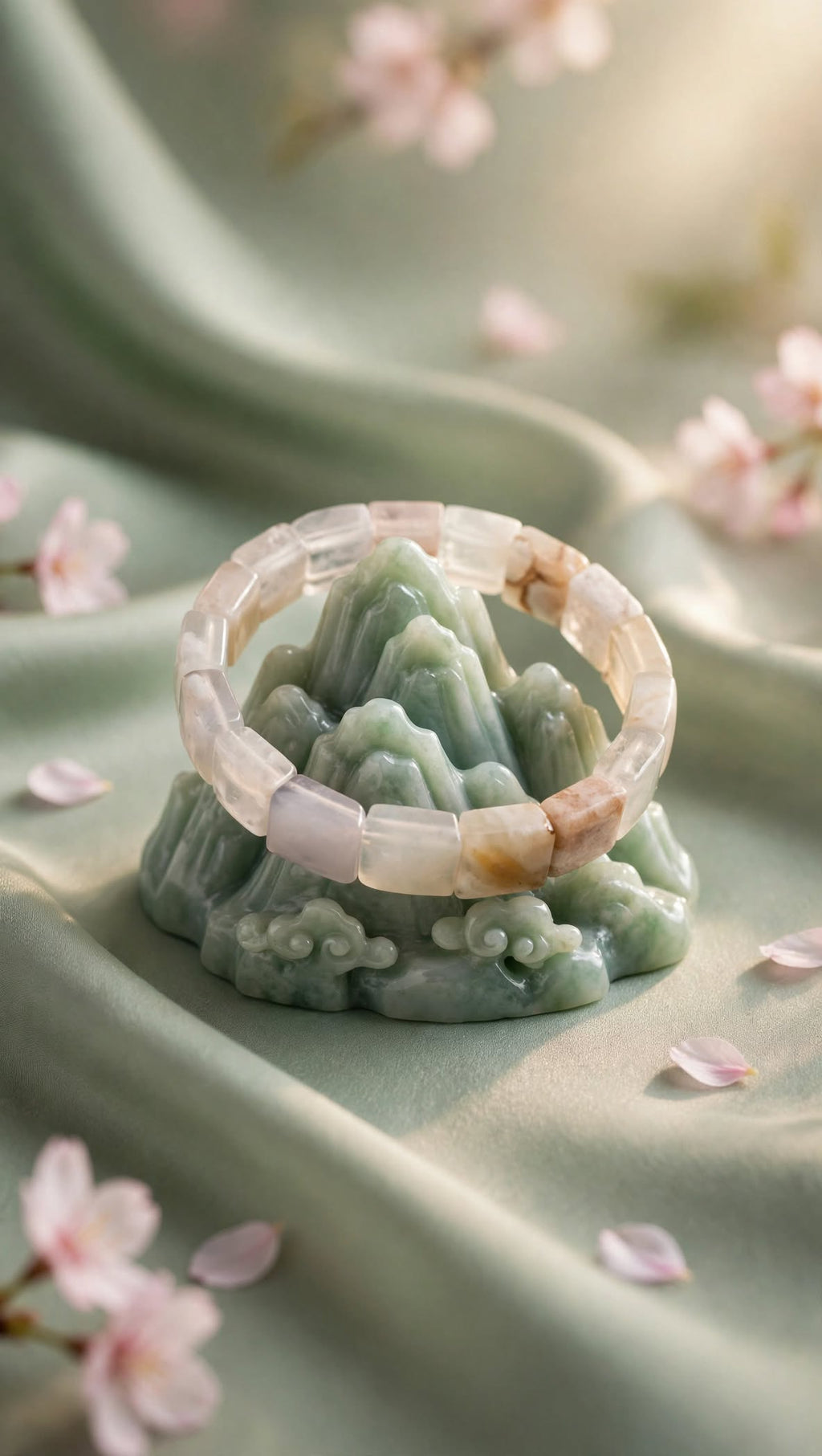 Natural Sakura Agate Soft Bangle Bracelet