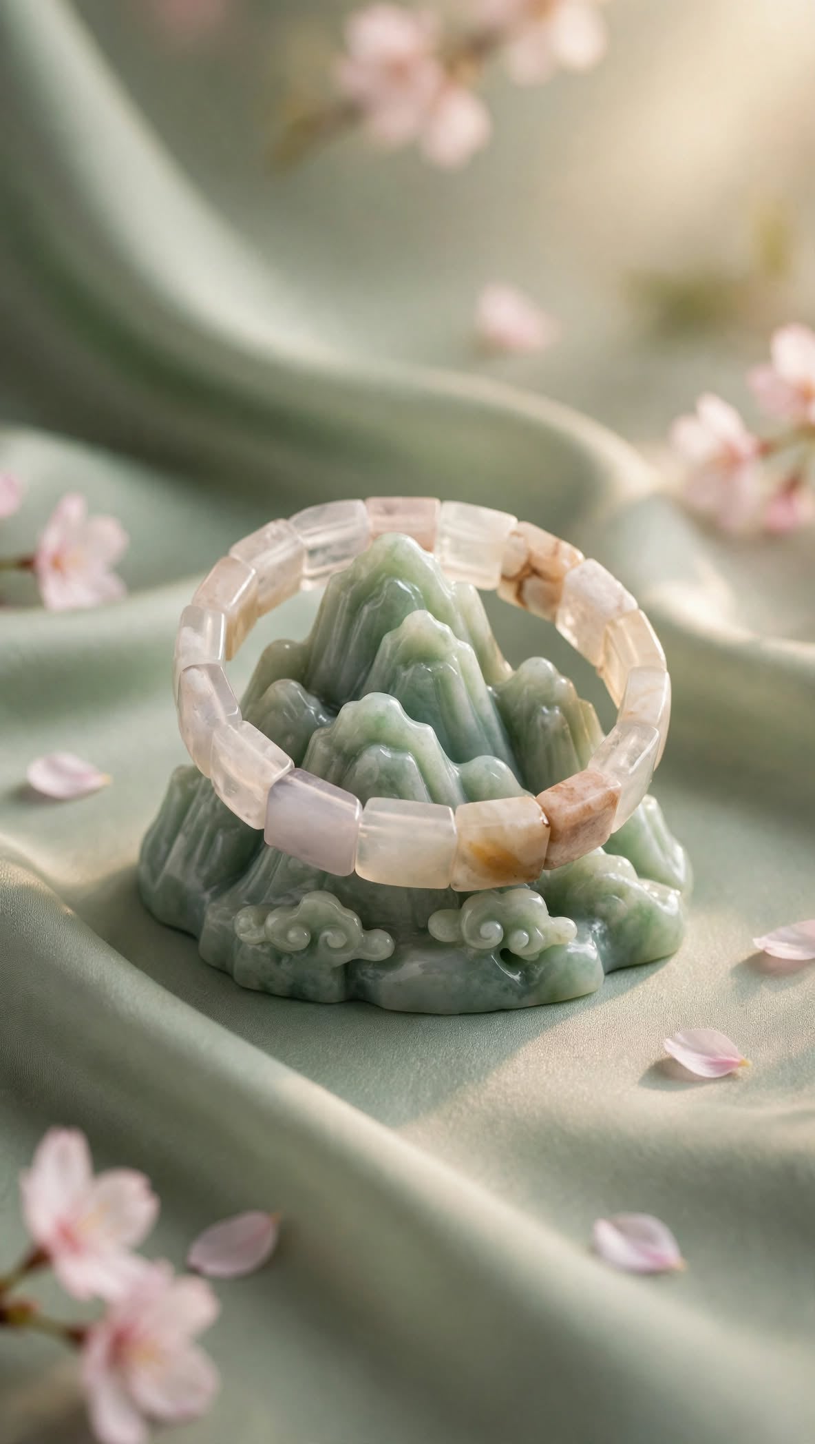 Natural Sakura Agate Soft Bangle Bracelet
