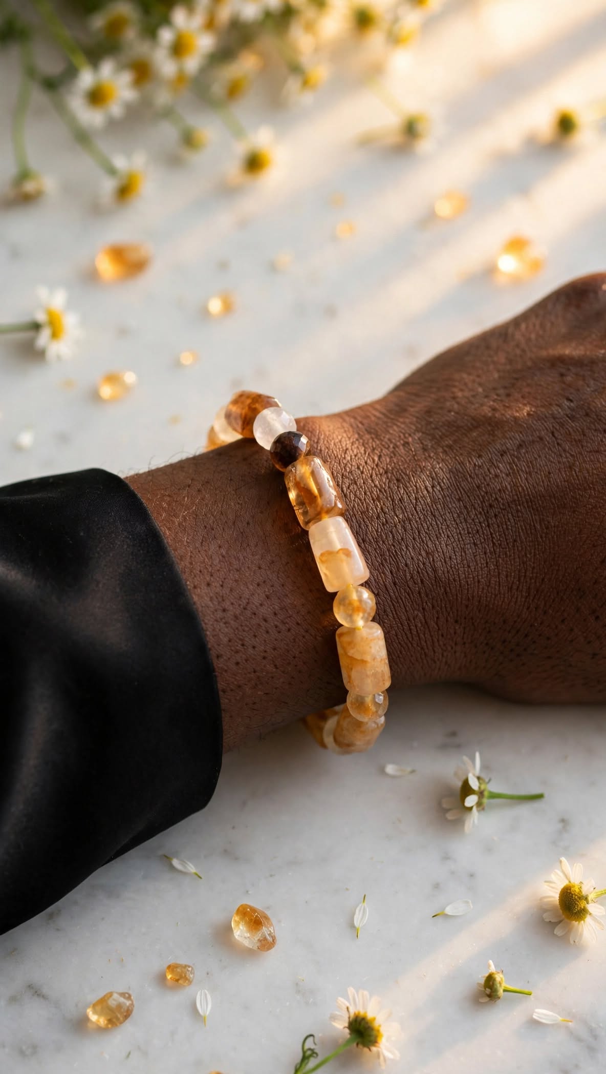 Solar Radiance Golden Healer Faceted Cylinder & Bead Bracelet