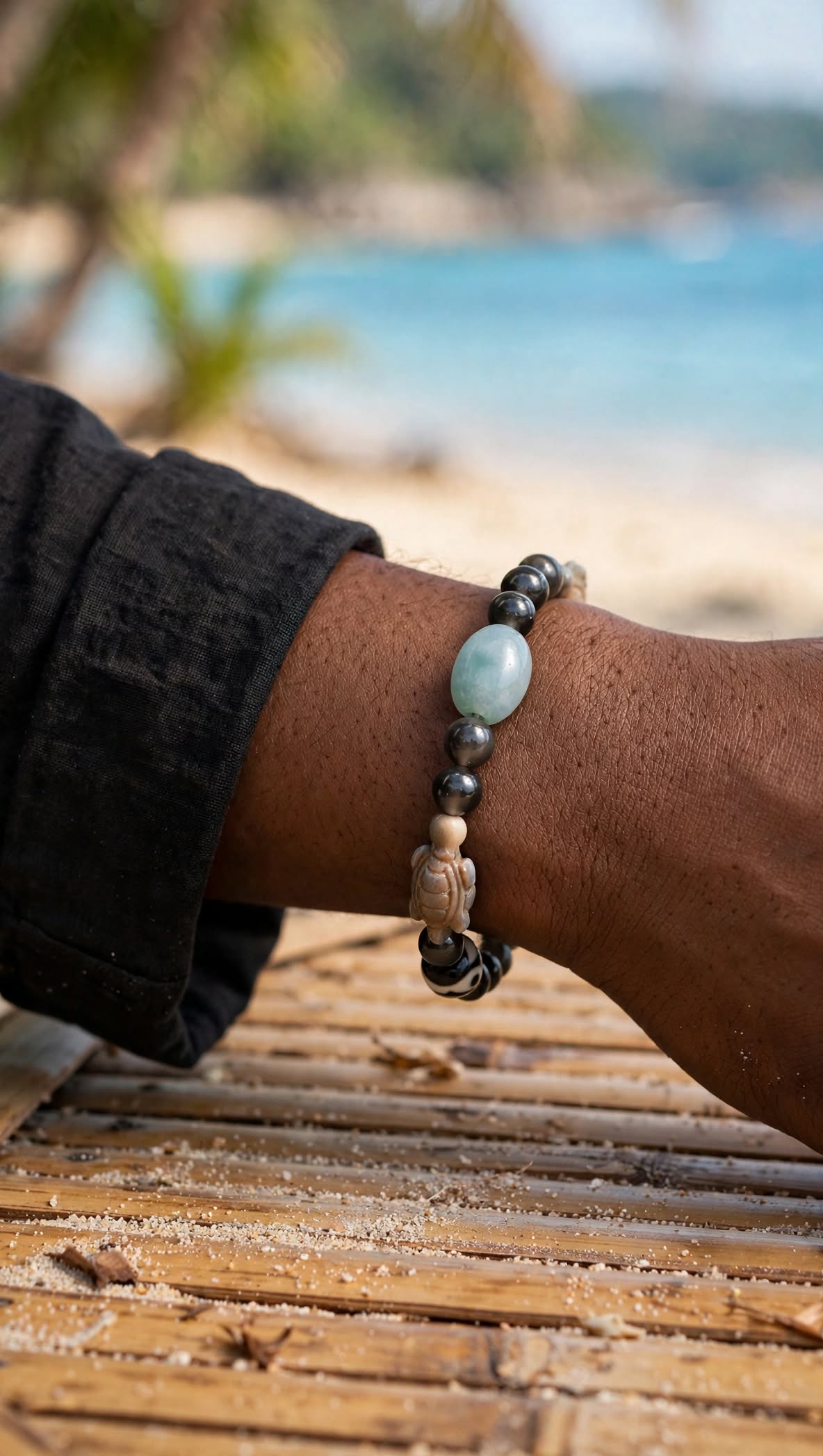 Sacred Shield Silver Sheen Obsidian, Jade & 3-Eye Dzi Multi-Element Bracelet