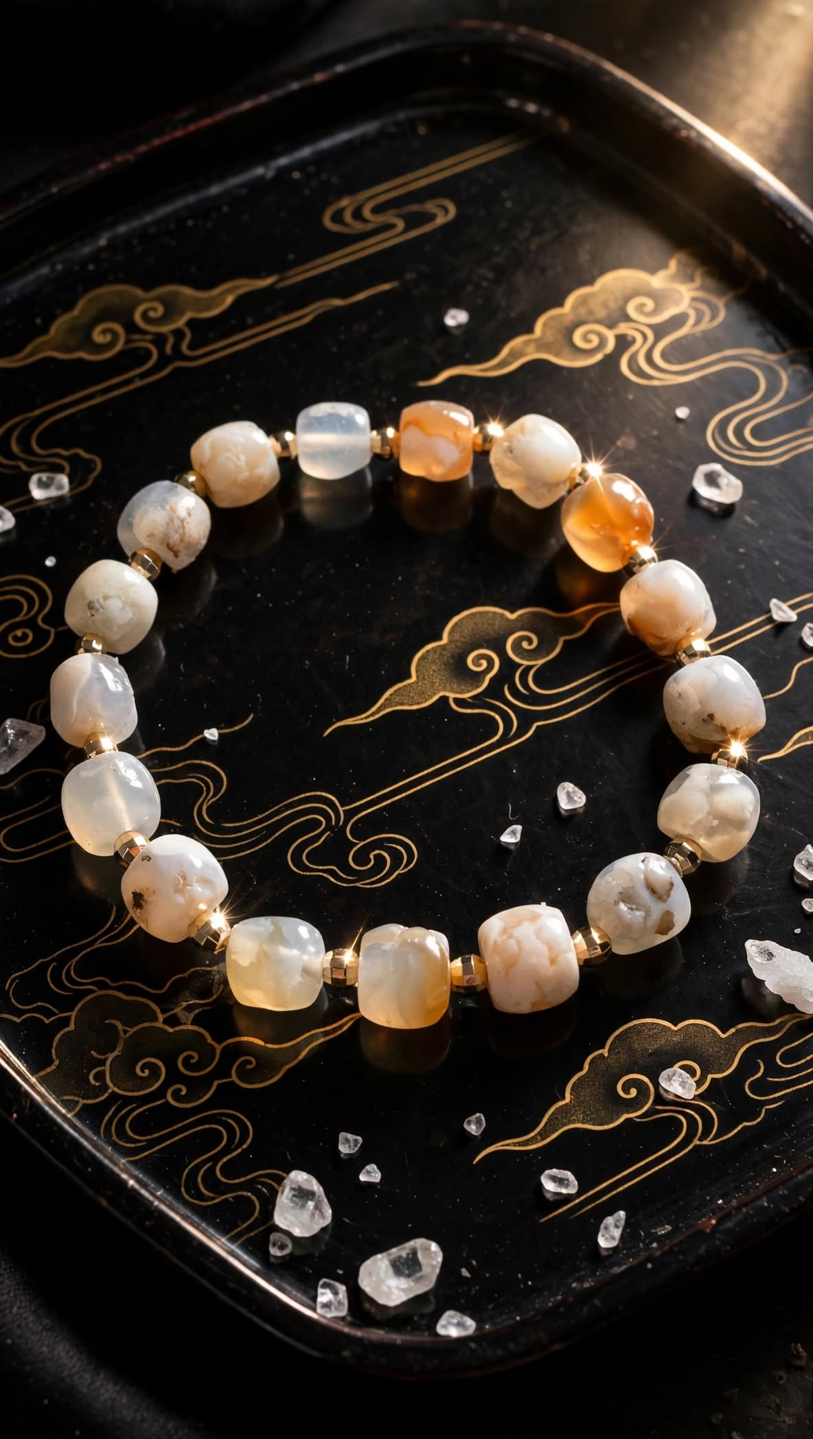 Blossom Harmony Flower Agate Drum Bead Bracelet