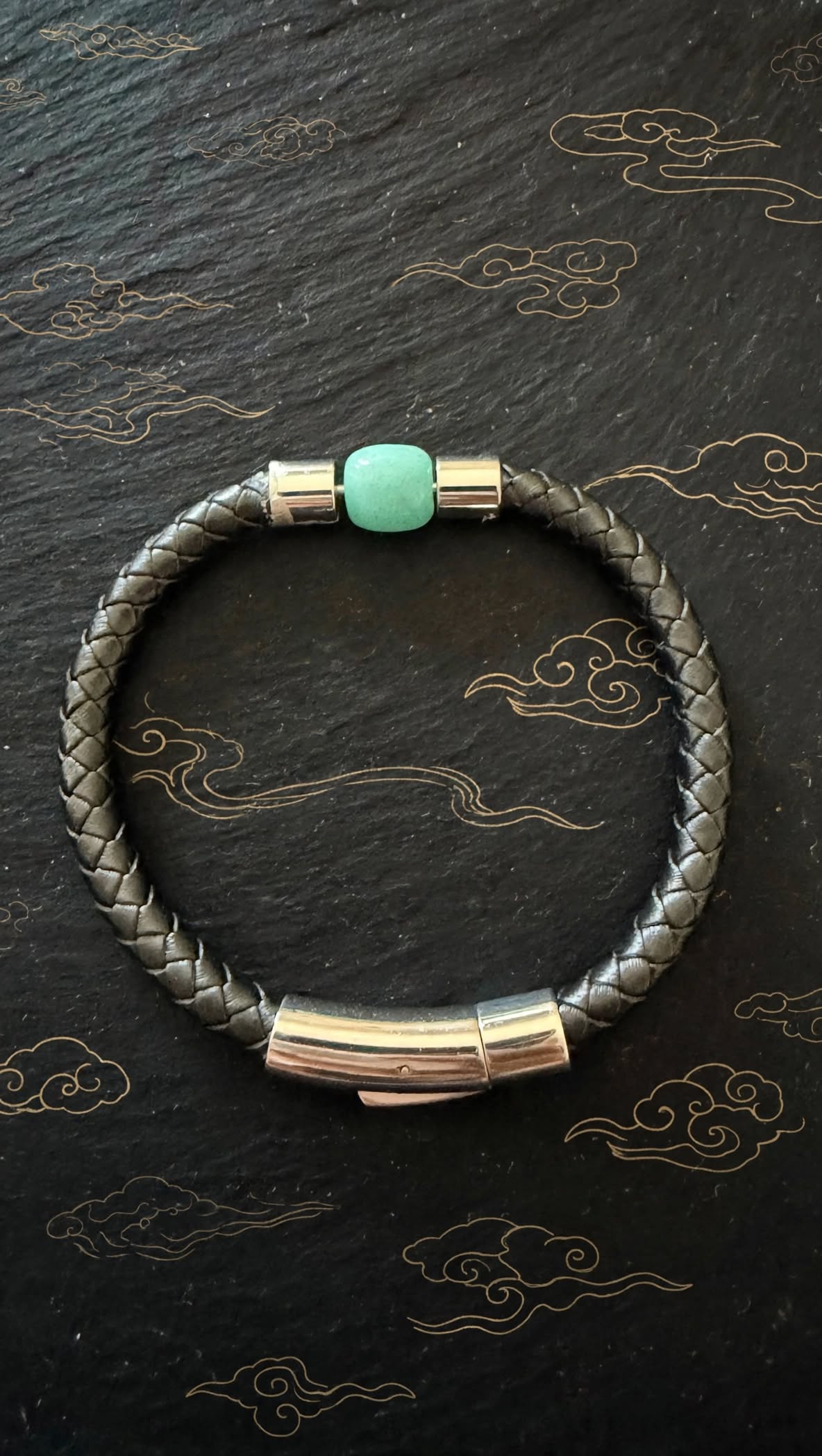 Urban Calming Braided PU Leather & Amazonite Barrel Bracelet