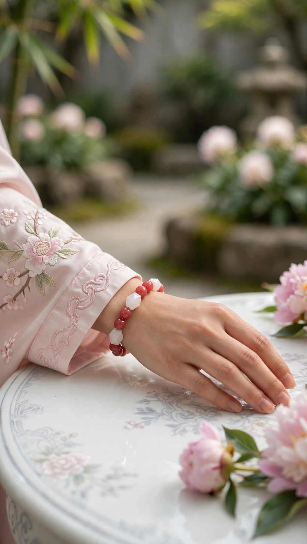 Radiant Heart Strawberry Quartz & Faceted Rose Quartz Bracelet