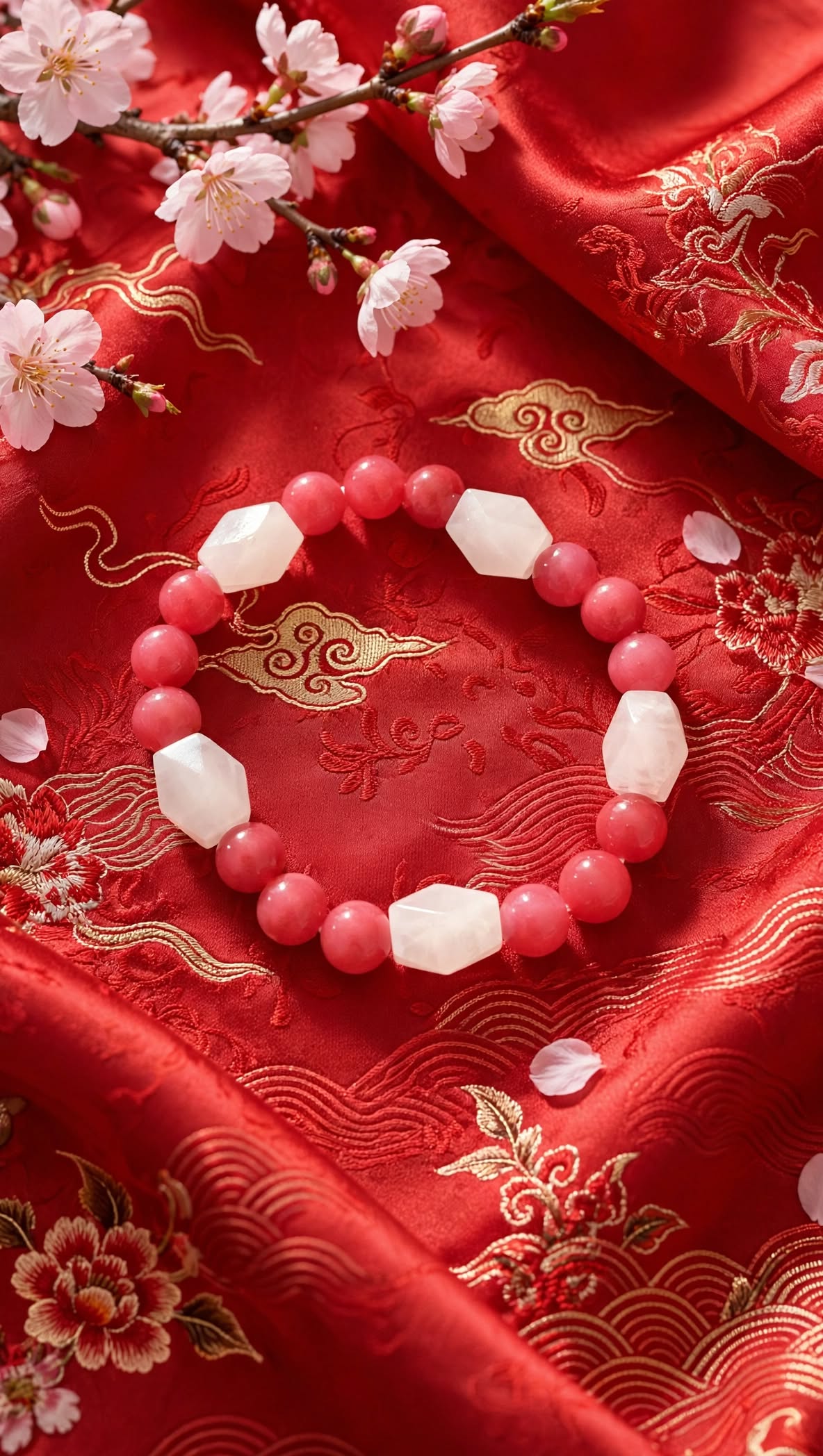 Radiant Heart Strawberry Quartz & Faceted Rose Quartz Bracelet