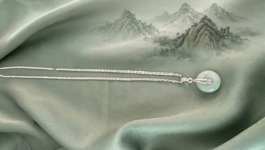 Graceful Harmony Burmese Jadeite Donut Pendant Necklace
