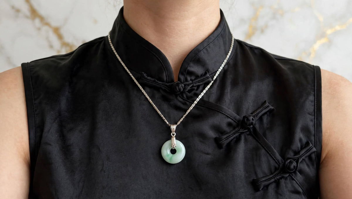 Graceful Harmony Burmese Jadeite Donut Pendant Necklace