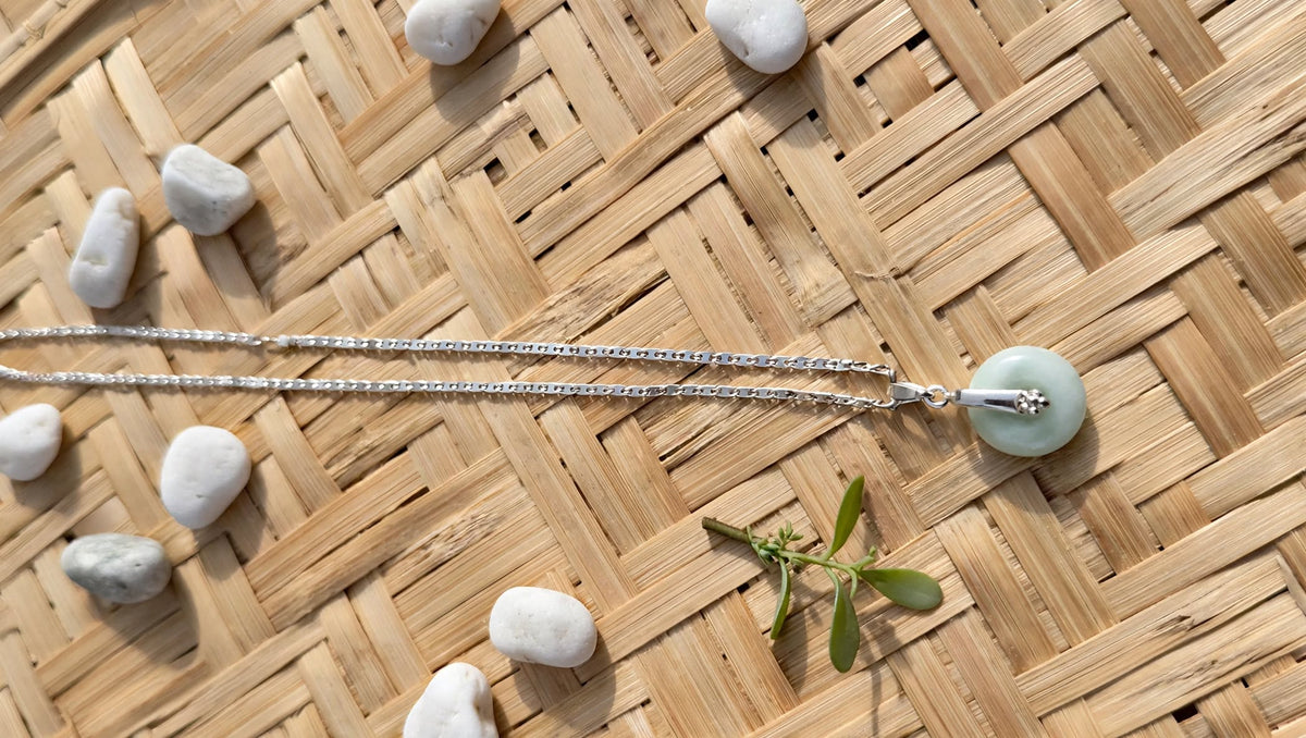 Graceful Harmony Burmese Jadeite Donut Pendant Necklace
