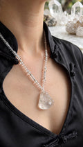 Luminous Clarity Natural Clear Quartz Buddha Beaded Necklace