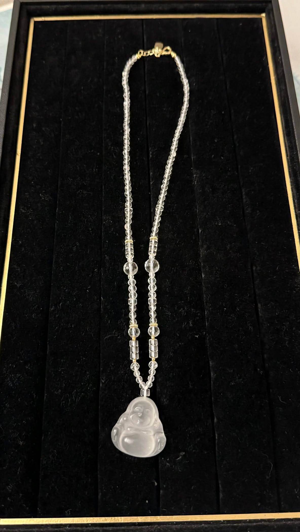 Luminous Light Natural Clear Quartz Buddha Beaded Necklace