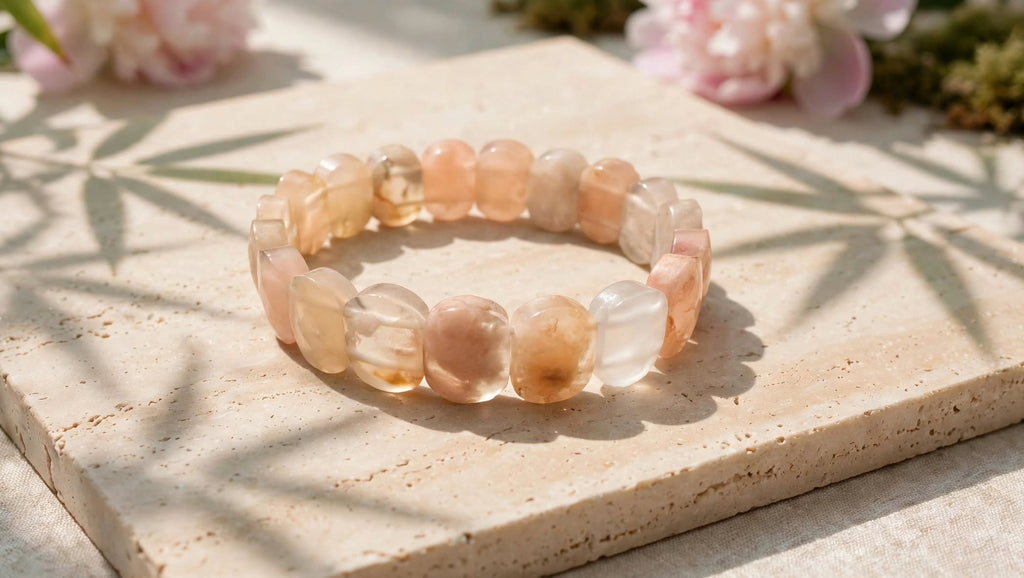 Natural Sakura Agate Oval Soft Bangle Bracelet