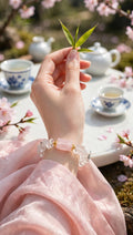Pure Clarity Clear Quartz Chip Bracelet with Rose Quartz Focal Bar
