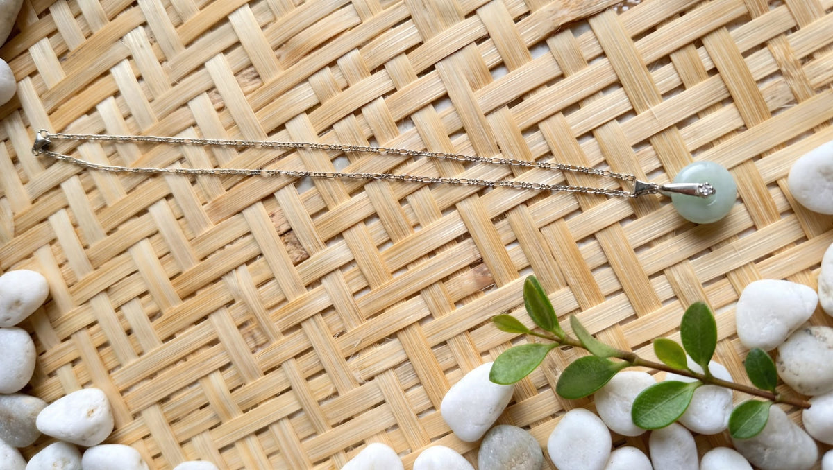 Floral Elegance Burmese Jadeite Donut Pendant Necklace