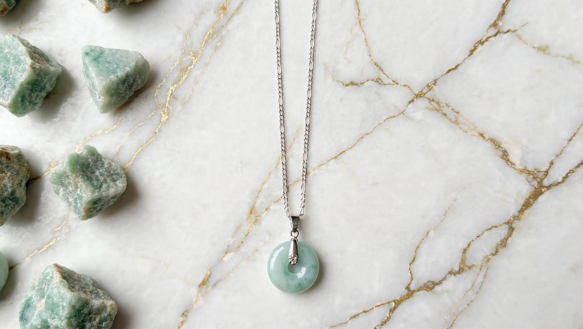Floral Elegance Burmese Jadeite Donut Pendant Necklace