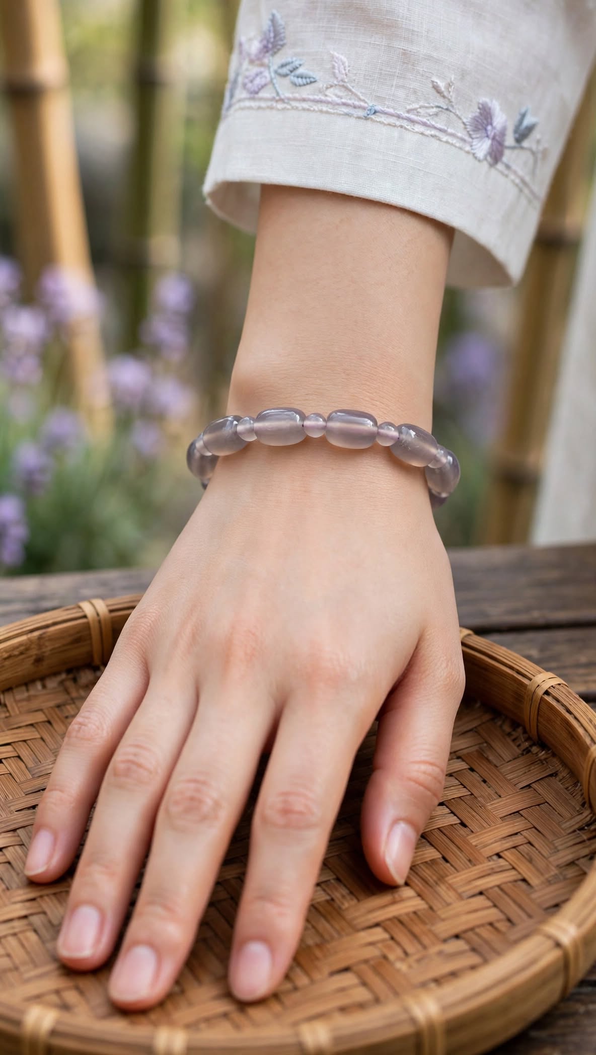 Royal Serenity Imperial Purple Agate Barrel & Bead Bracelet
