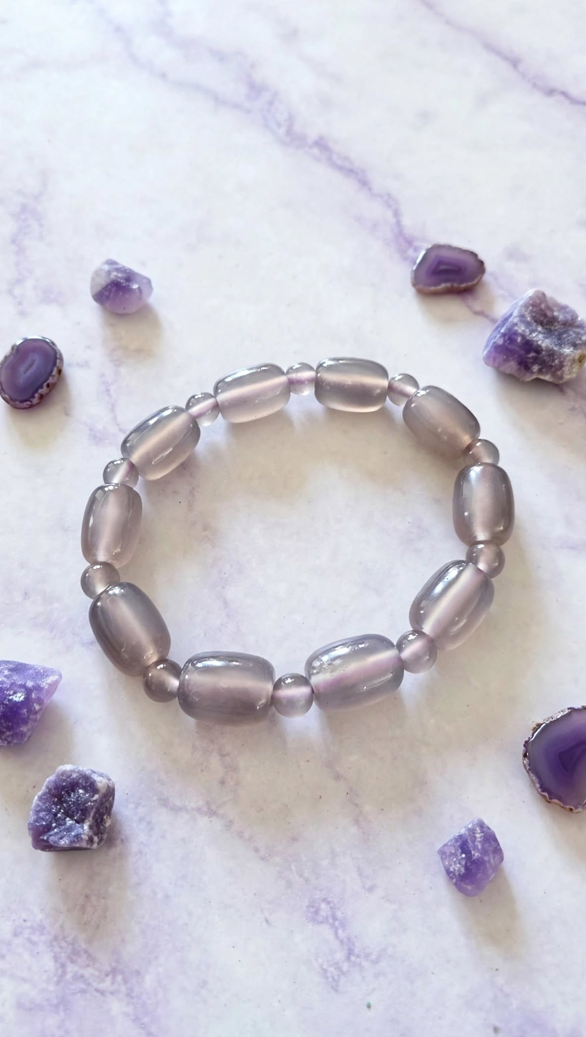 Royal Serenity Imperial Purple Agate Barrel & Bead Bracelet