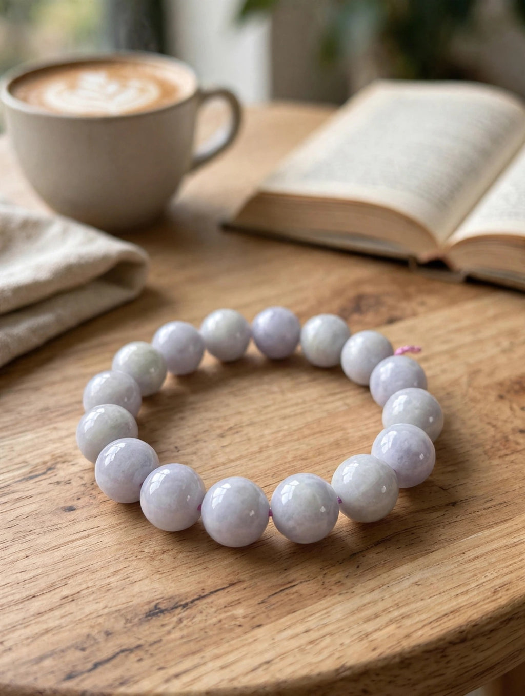 Elegance in Serenity: Natural Lavender Jade Bead Bracelet