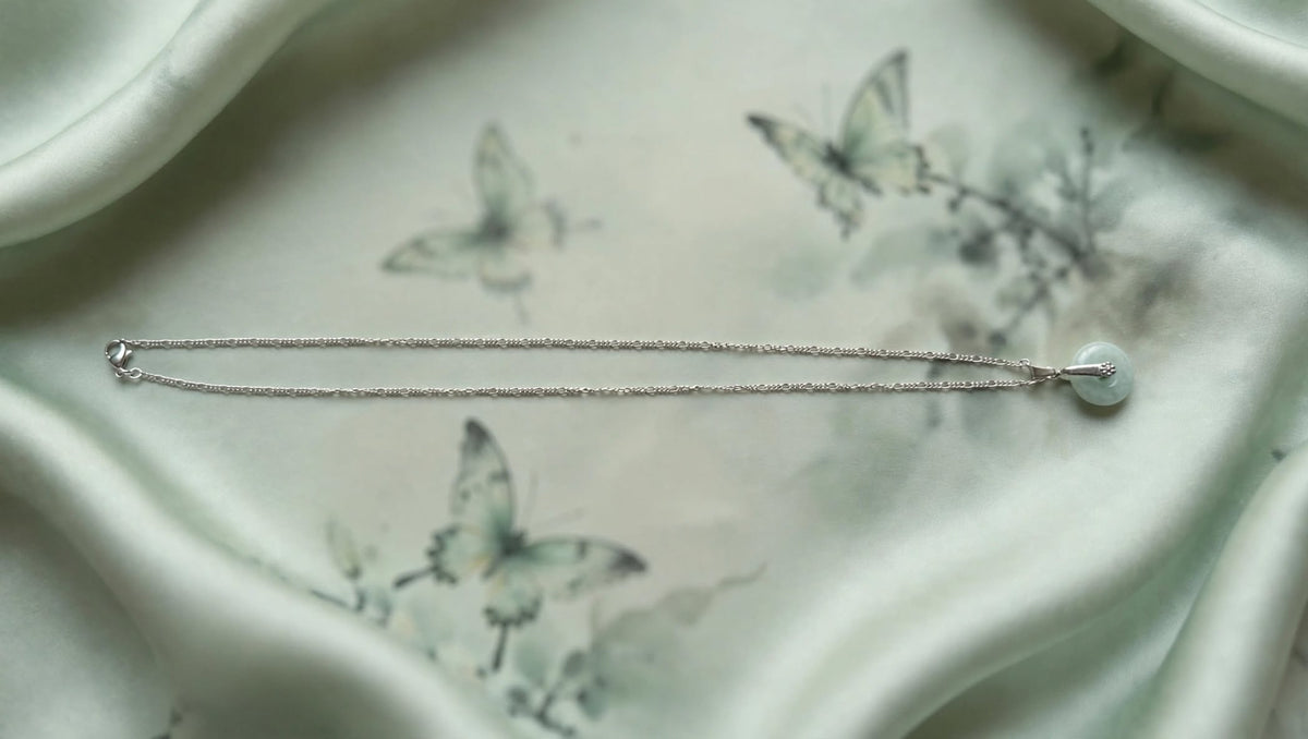 Floral Elegance Burmese Jadeite Donut Pendant Necklace