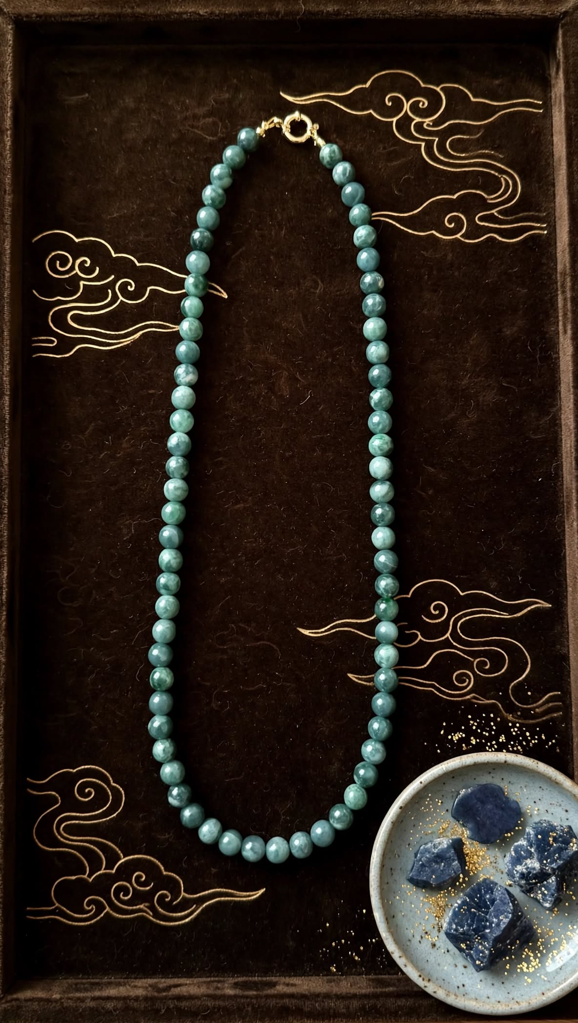 Oceanic Serenity Blue Water Jade Beaded Necklace