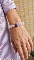 Natural Rose Quartz Chip Bracelet with Amethyst Focal Bead