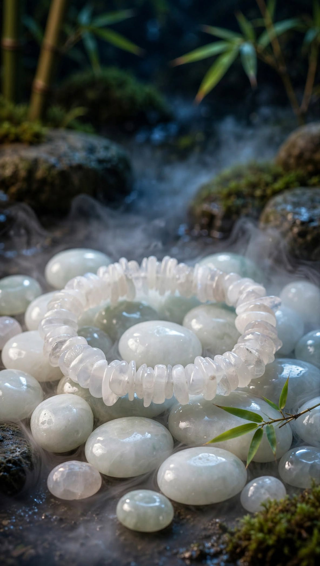 Natural White Moonstone Chunky Chip Bracelet