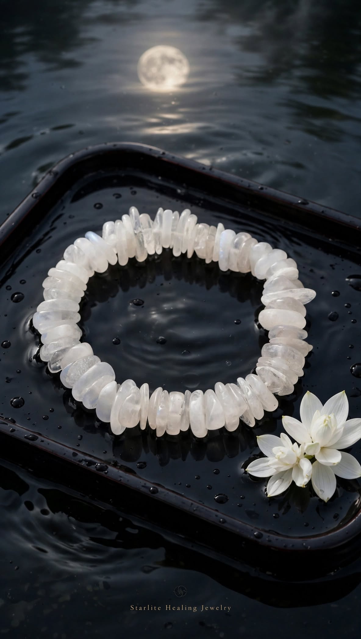 Natural White Moonstone Chunky Chip Bracelet