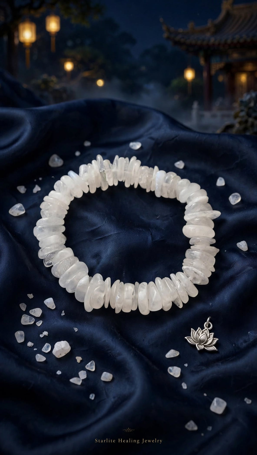 Natural White Moonstone Chunky Chip Bracelet