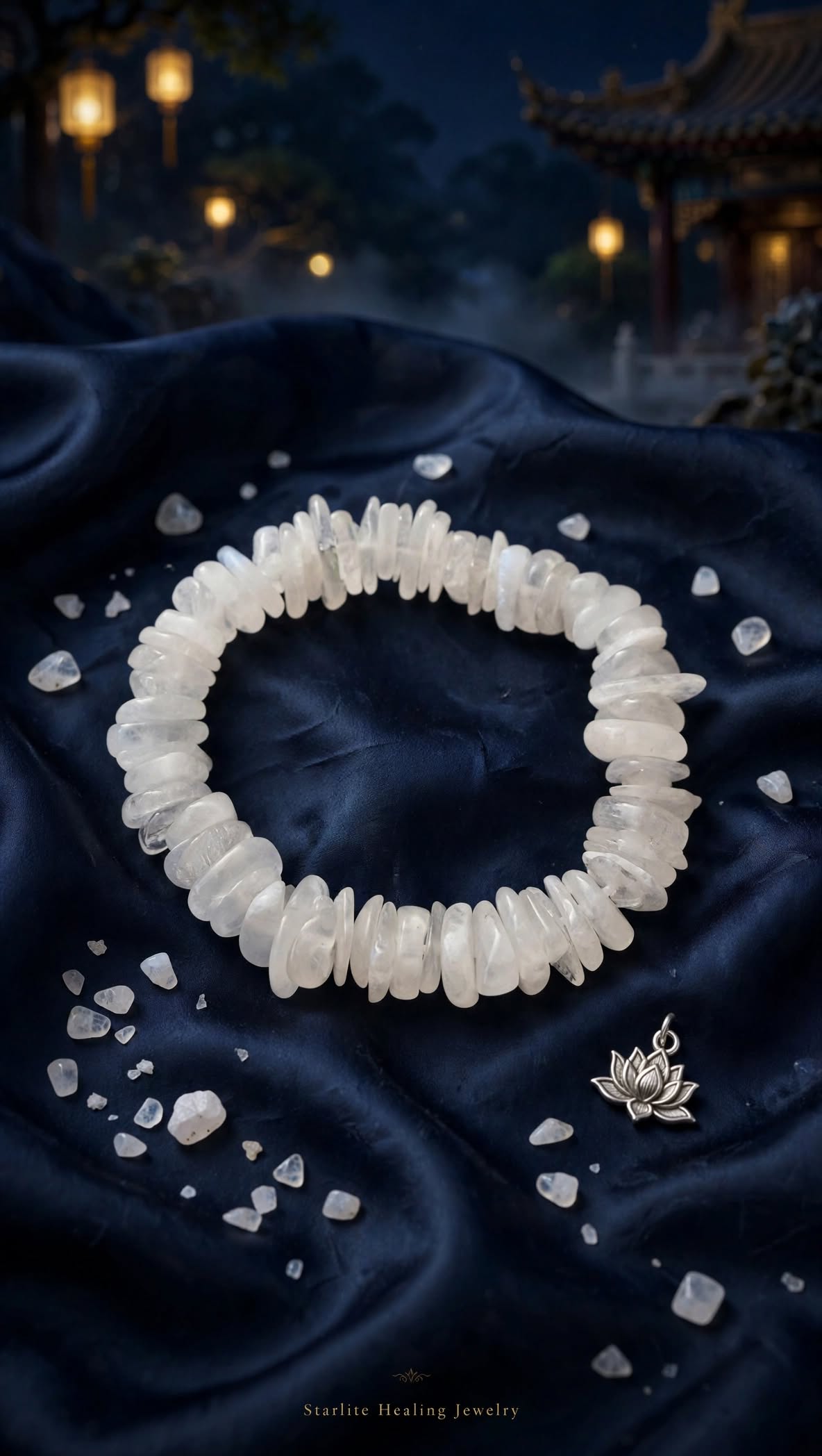 Natural White Moonstone Chunky Chip Bracelet