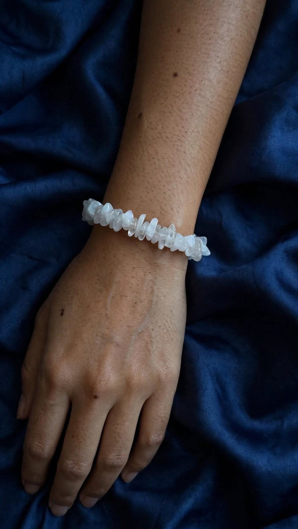 Natural White Moonstone Chunky Chip Bracelet
