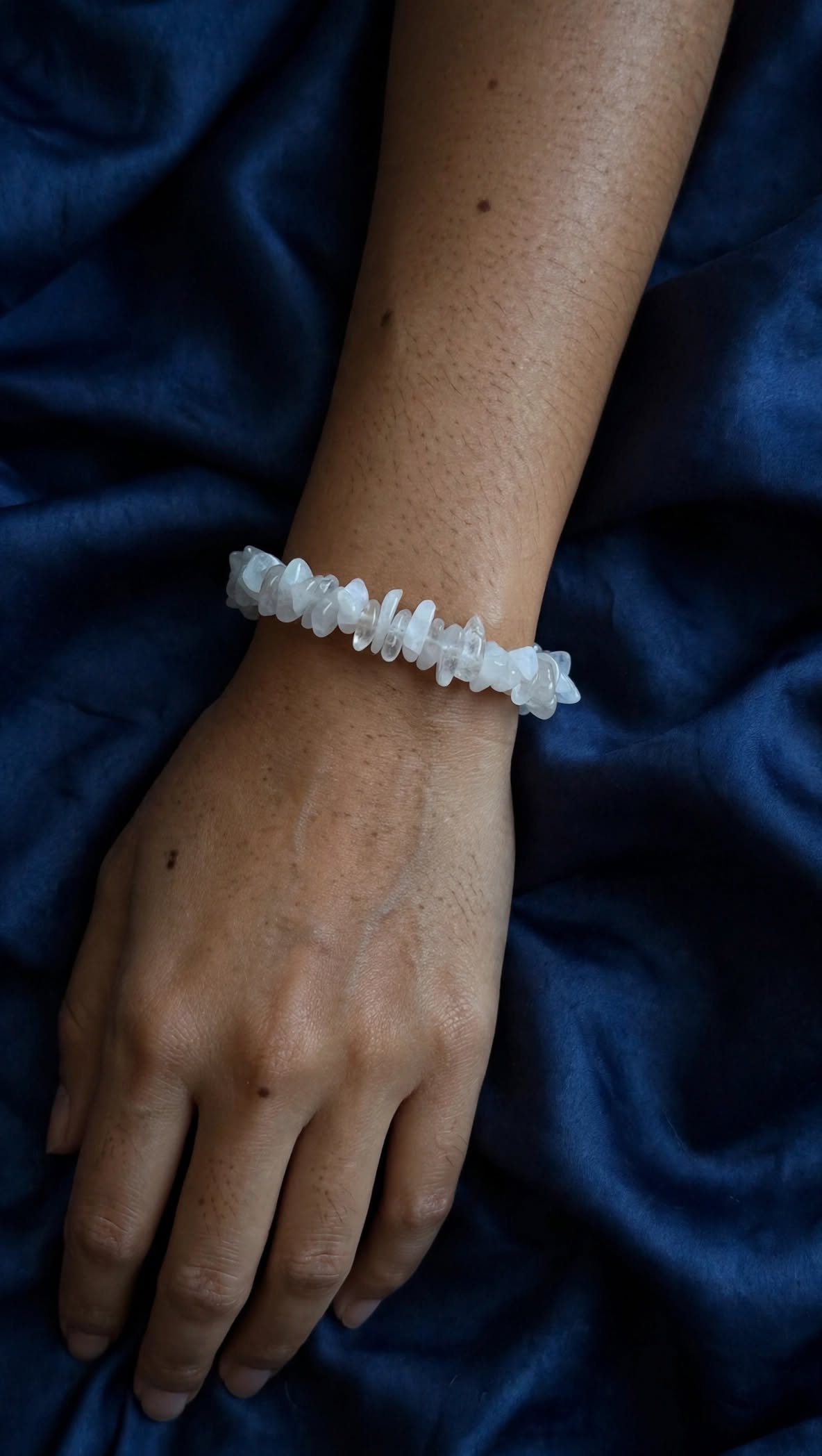 Natural White Moonstone Chunky Chip Bracelet