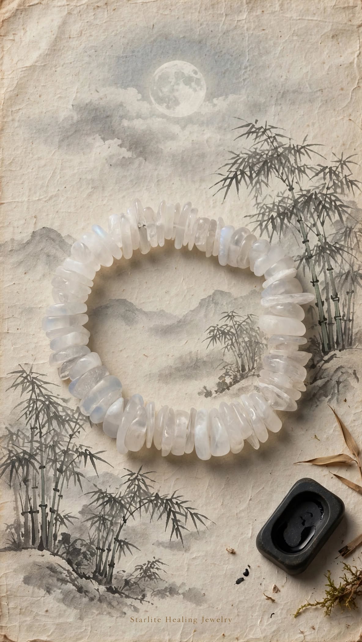 Natural White Moonstone Chunky Chip Bracelet