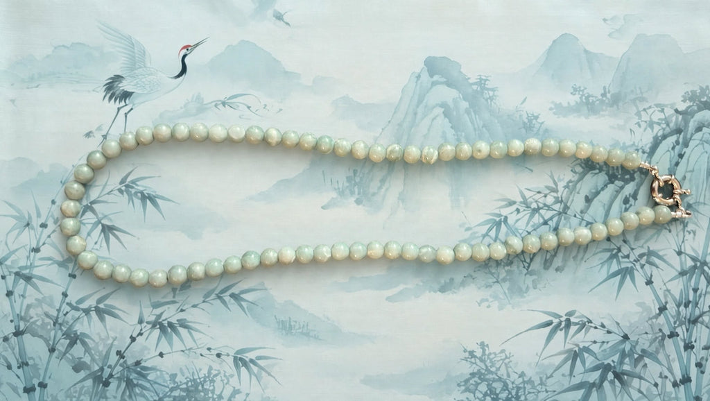 Ice Cloud Blue Water Jade Beaded Necklace