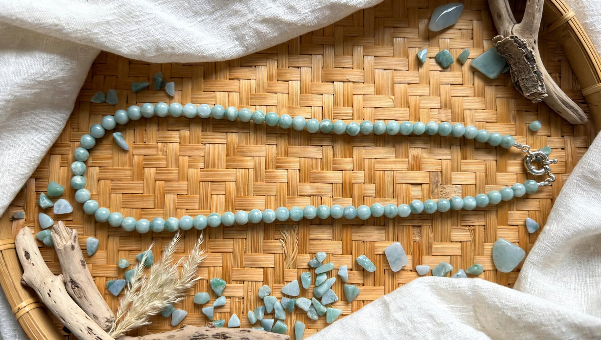 Ice Cloud Blue Water Jade Beaded Necklace
