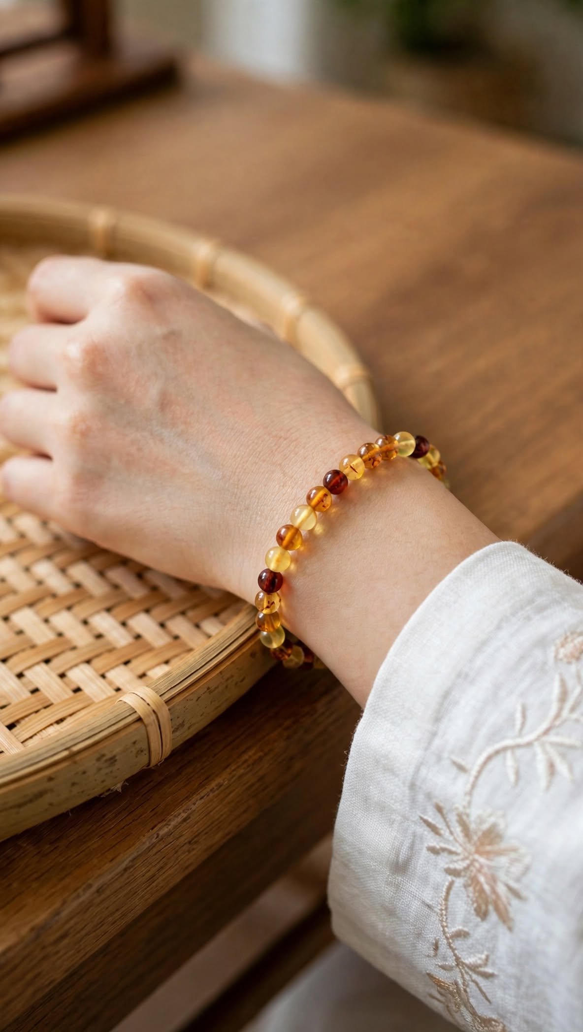 Golden Sunshine Mixed Natural Amber Beaded Bracelet