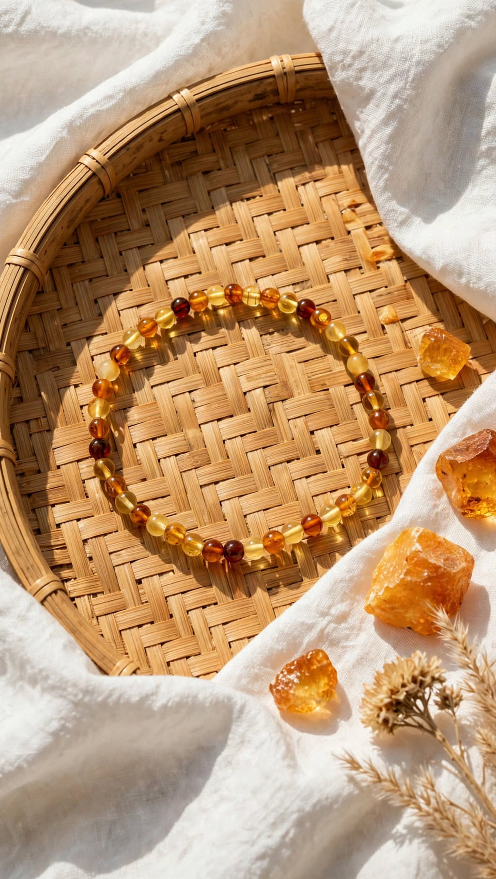 Golden Sunshine Mixed Natural Amber Beaded Bracelet