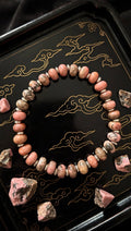Earthy Rhodonite Abacus Bracelet with Dual Metal Spacers