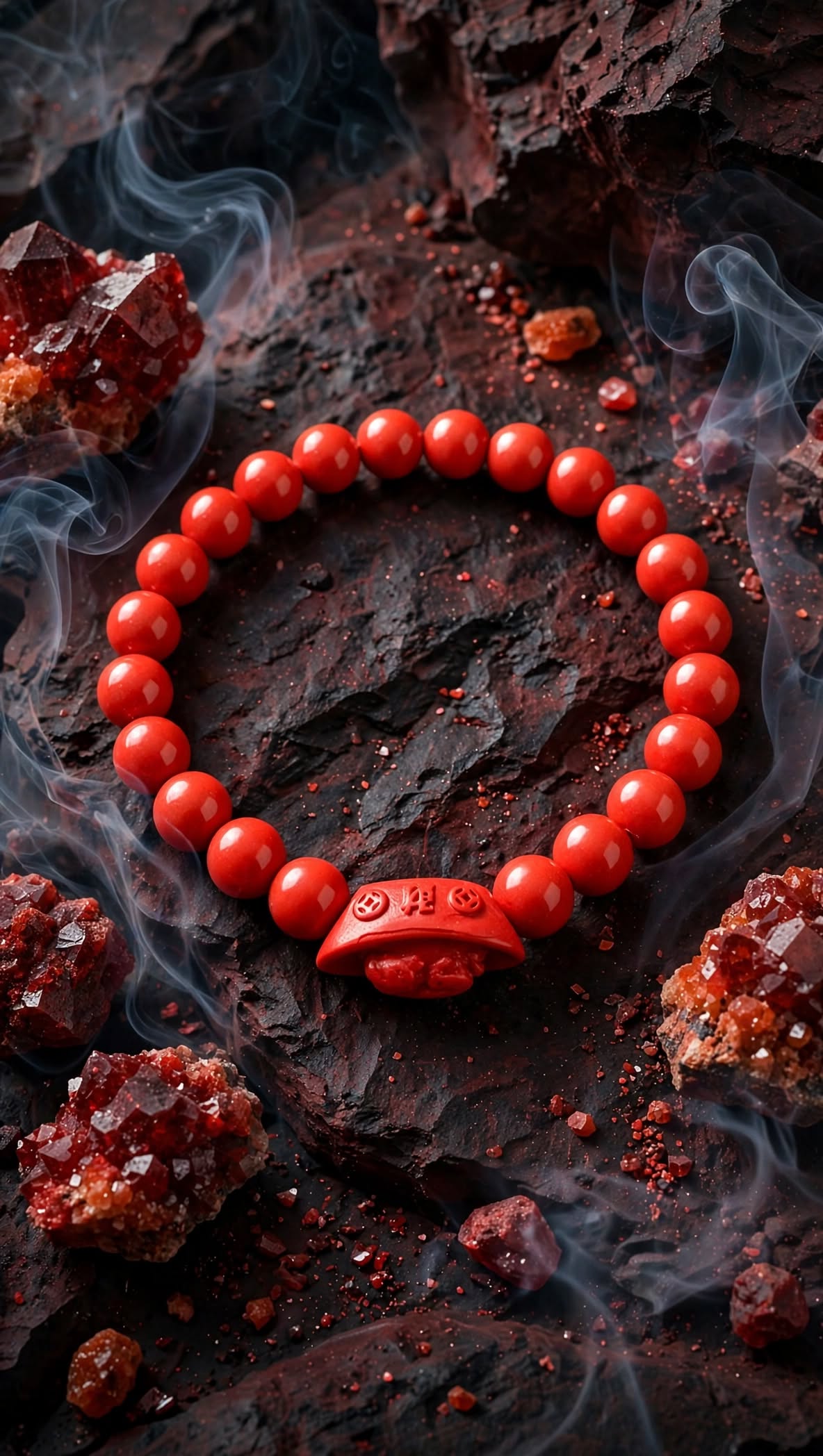 Wealth & Protection Cinnabar Bracelet with Pixiu Gold Ingot