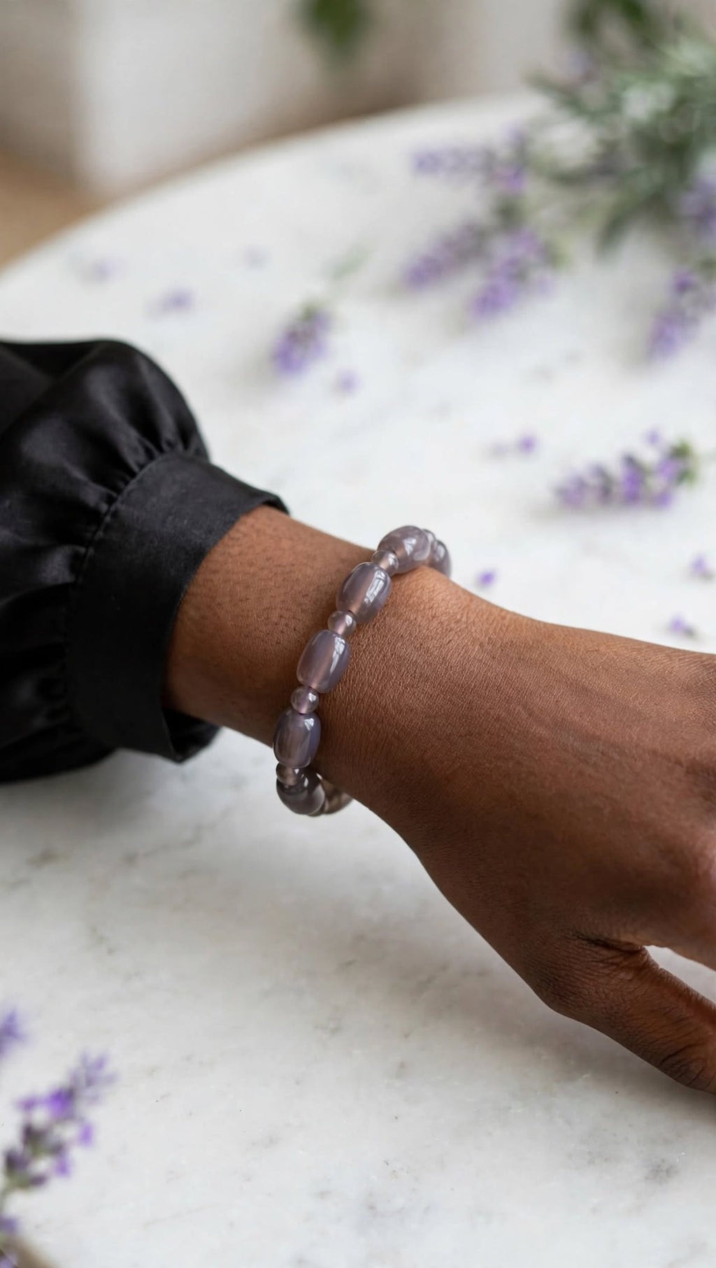 Royal Serenity Imperial Purple Agate Barrel & Bead Bracelet