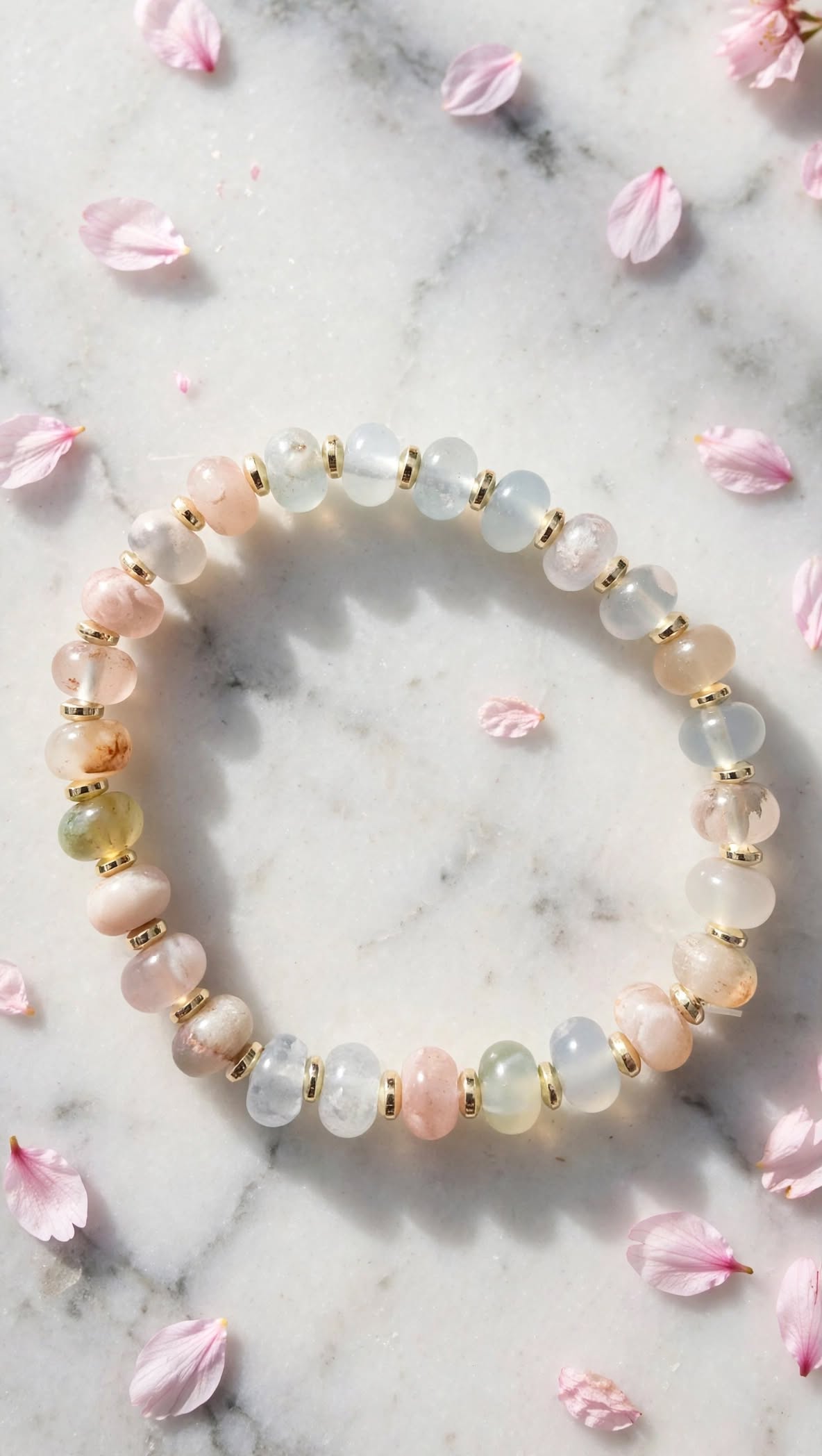 Blooming Sakura Flower Agate Donut Bracelet
