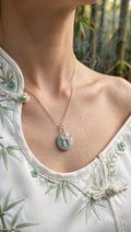 Whimsical Butterfly Burmese Jadeite Donut Pendant Necklace