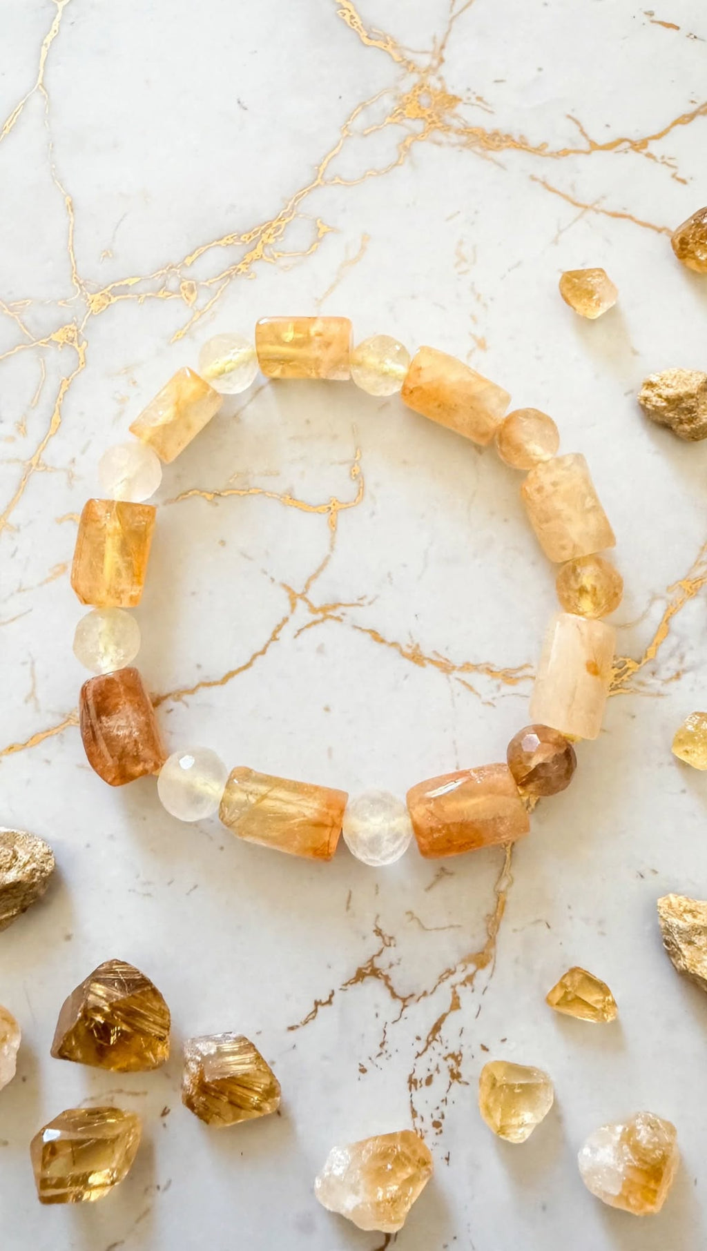 Solar Radiance Golden Healer Faceted Cylinder & Bead Bracelet
