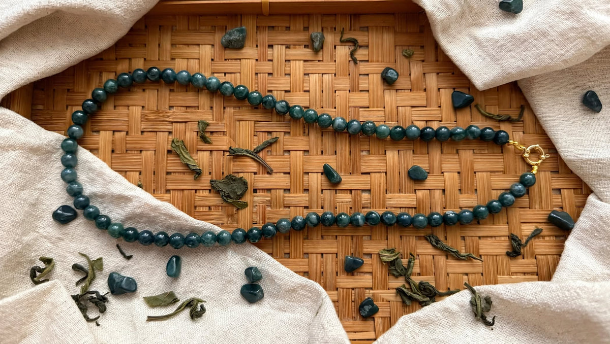 Oceanic Serenity Blue Water Jade Beaded Necklace