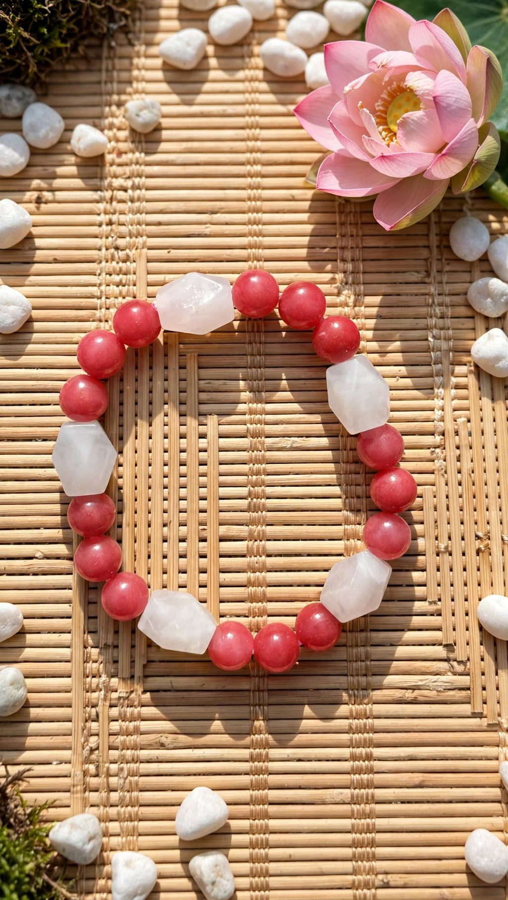 Radiant Heart Strawberry Quartz & Faceted Rose Quartz Bracelet