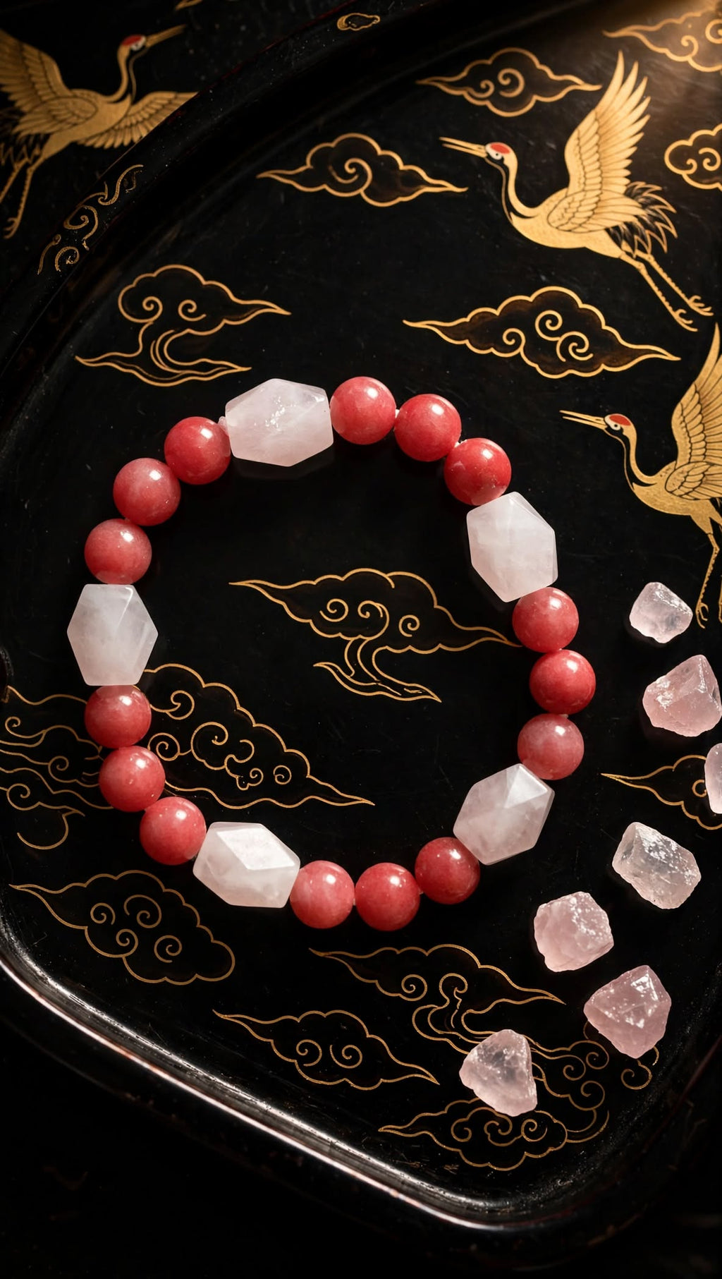 Radiant Heart Strawberry Quartz & Faceted Rose Quartz Bracelet