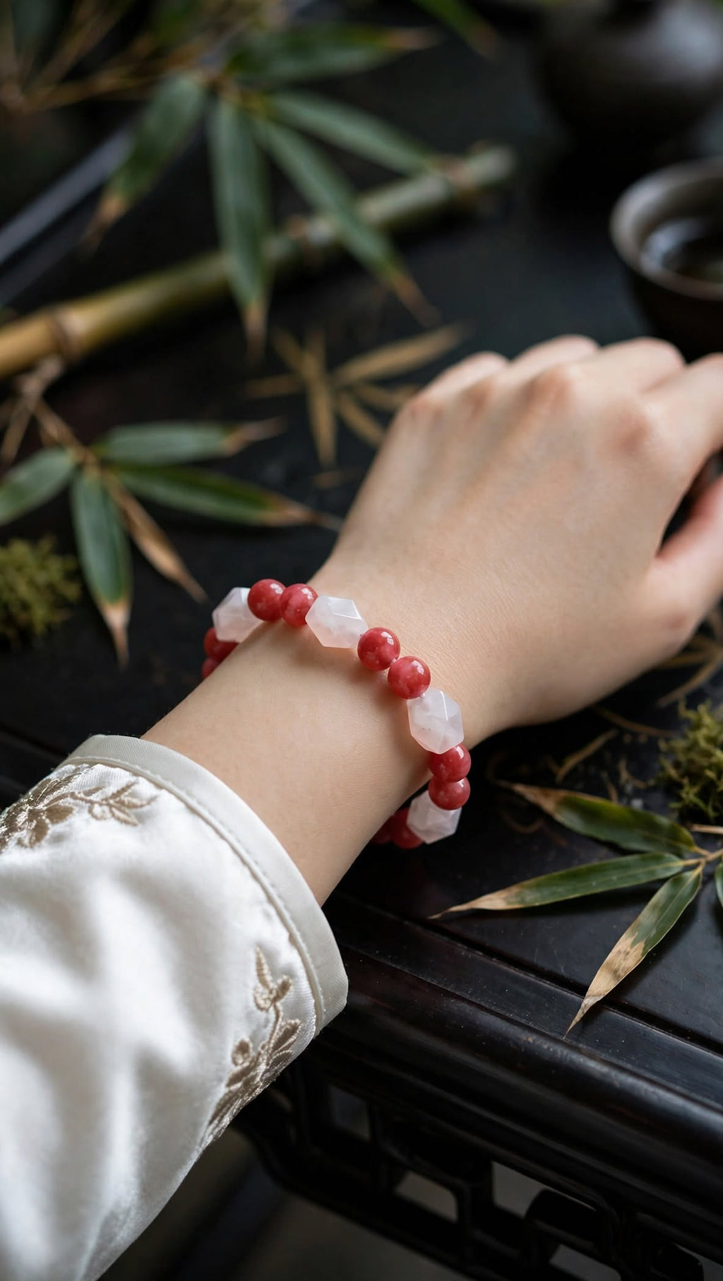 Radiant Heart Strawberry Quartz & Faceted Rose Quartz Bracelet