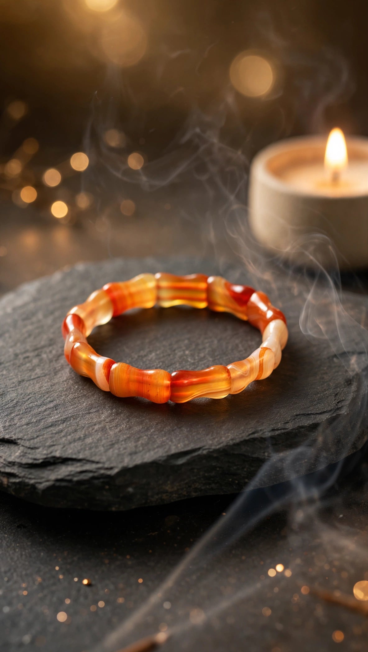 Vital Growth: Natural Sardonyx Carnelian Bamboo-Shaped Bangle
