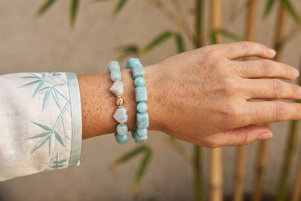 Natural Amazonite Stackable Bracelet Set (2-Piece)