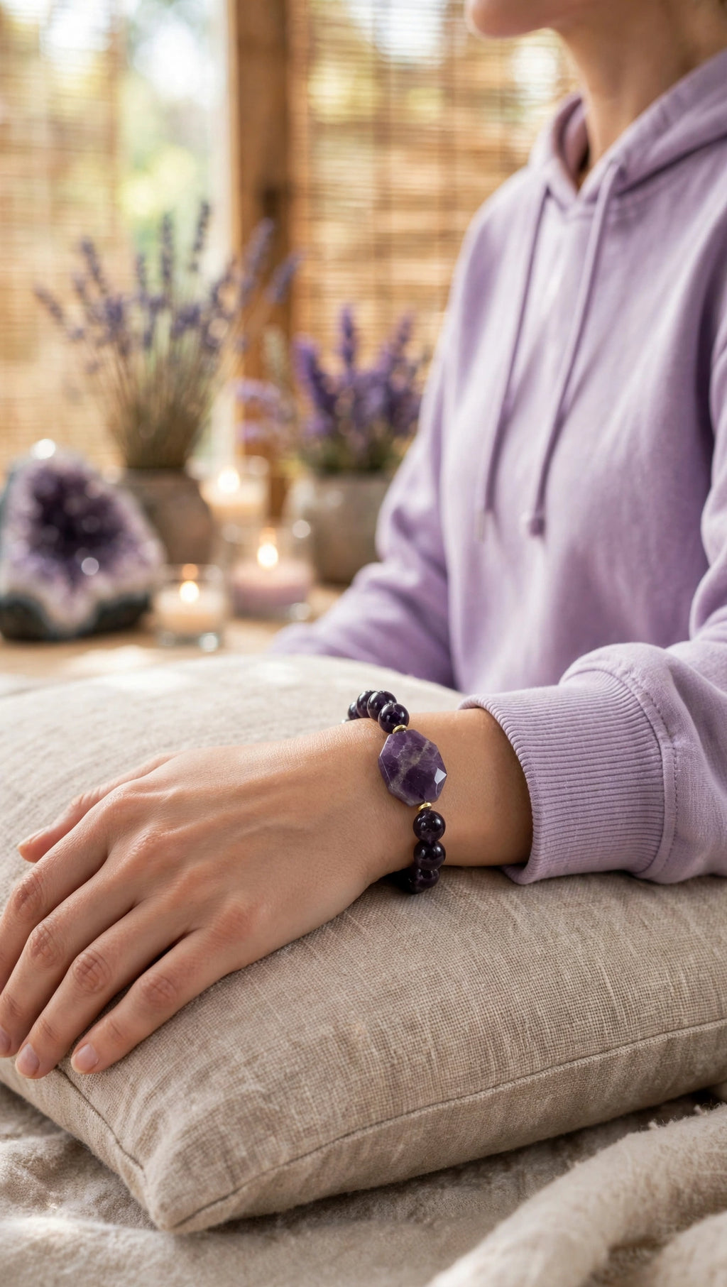 Amethyst & Flat Octagon Accent Bracelet