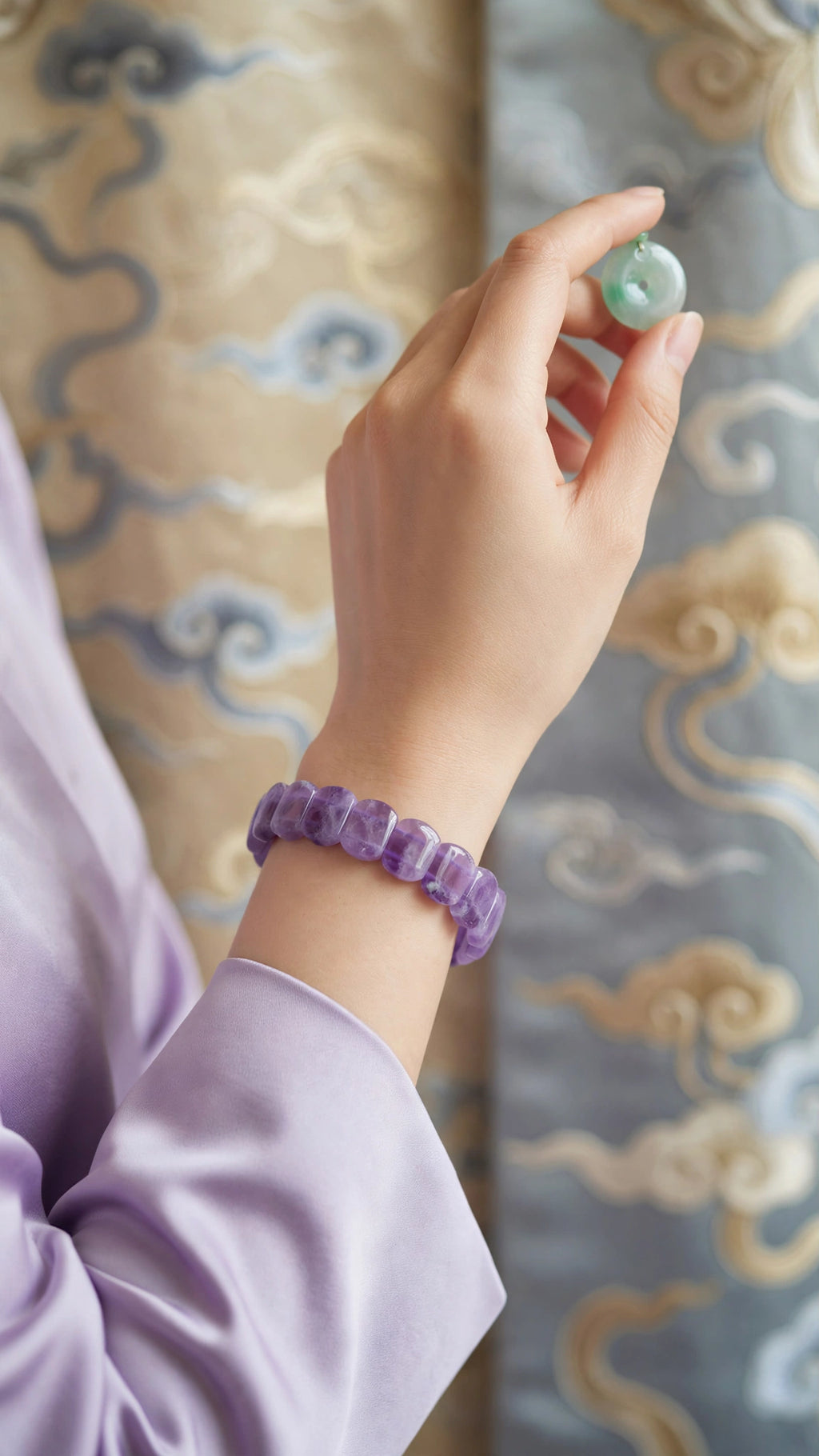 Tranquil Royal: Natural Amethyst Rounded Rectangle Soft Bangle